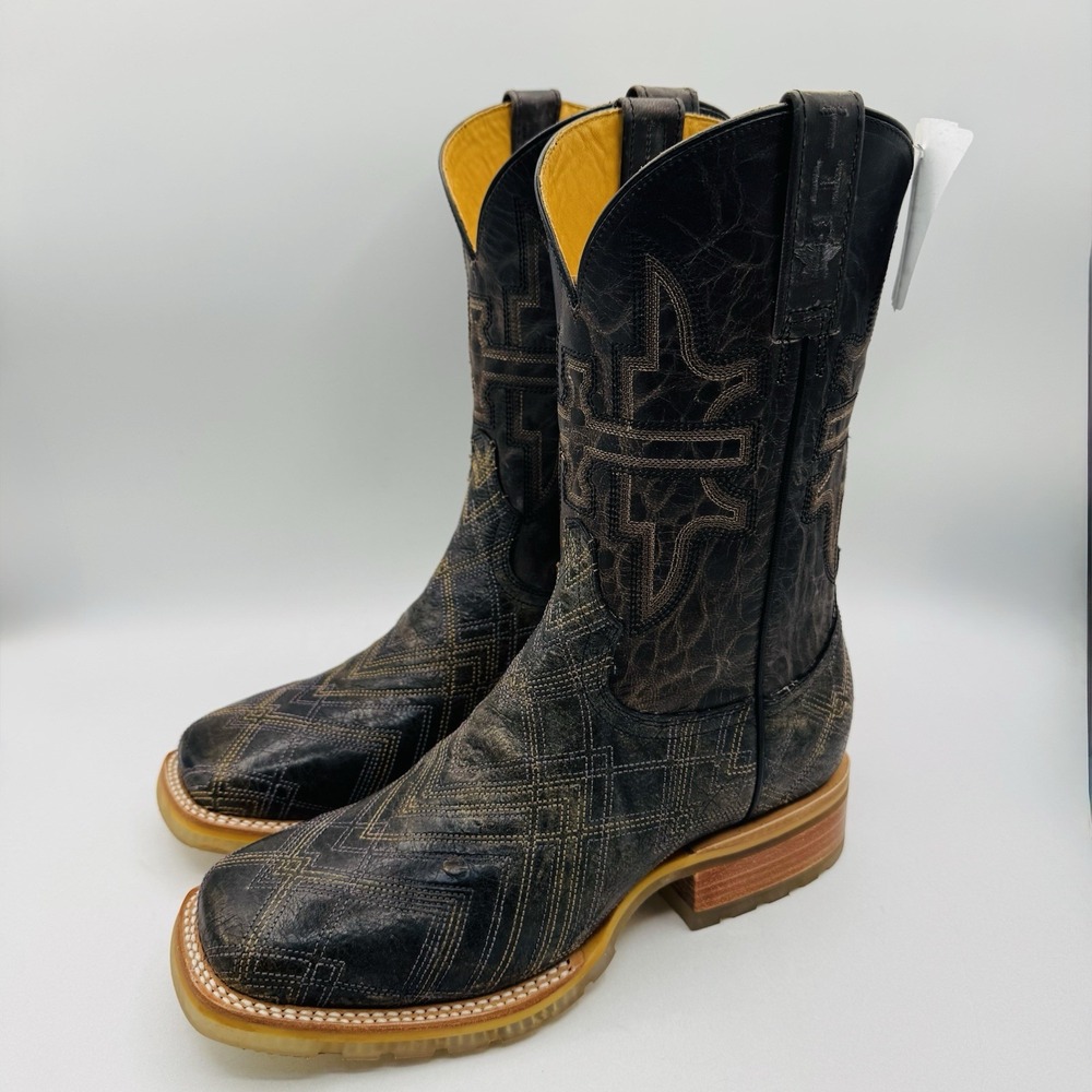 Tin Haul Latitudes Boots Men's Size 9.5 D Waxy Gray Leather Team Rodeo Lug Sole